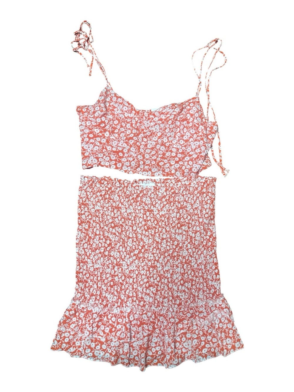 Lost + Wander Rust Floral Two-Piece Crop Top and Skirt Set